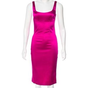 D&G FUCHSIA/HOT PINK STRETCH SATINY BODYCON DRESS
